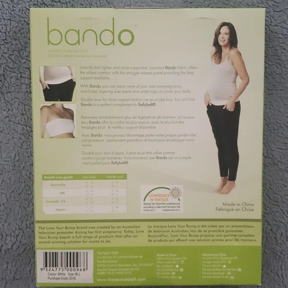 Love Your Bump Seamless Maternity Band Comfy Pregnancy White M L The Peanutshell - Picture 2 of 10
